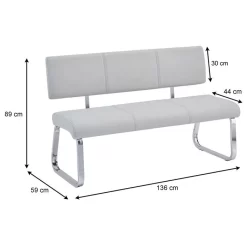 Esszimmerbank VILAS Kunstlederbezug In Hellgrau -Berühmt Möbel 12377 5 N