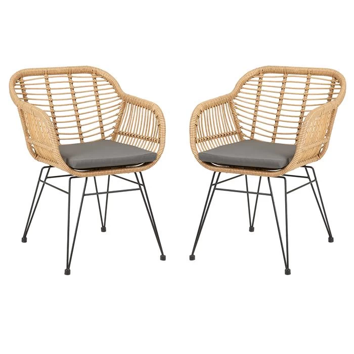 Gartenstuhl PARAMO Aus Polyrattan Mit Sitzkissen Im 2er Set 1 Gartenstuhl PARAMO Aus Polyrattan Mit Sitzkissen Im 2er Set