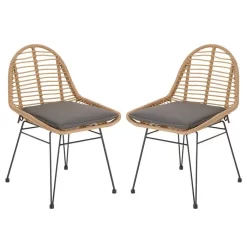 Esszimmerstuhl Gartenstuhl LOBOS Im 2er Set Aus Flechtrattan