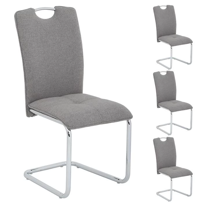 4er Set Schwingstuhl ELEONORA, Stoff Grau 1 4er Set Schwingstuhl ELEONORA, Stoff Grau