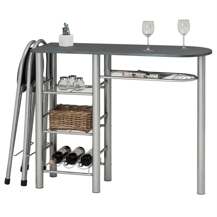 Bartisch STYLE Mit 2 Stühlen In Grau 2 Bartisch STYLE Mit 2 Stühlen In Grau – Bild 2