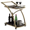 Servierwagen EVO In Gold Mit Schwarzem Glas