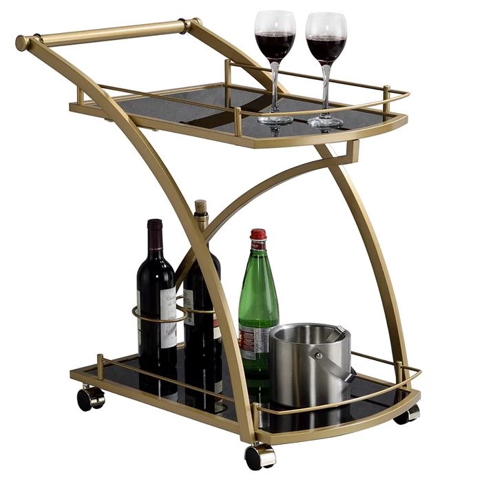 Servierwagen EVO In Gold Mit Schwarzem Glas 1 Servierwagen EVO In Gold Mit Schwarzem Glas