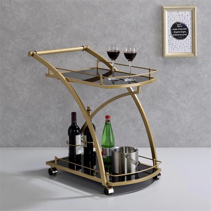 Servierwagen EVO In Gold Mit Schwarzem Glas 2 Servierwagen EVO In Gold Mit Schwarzem Glas – Bild 2