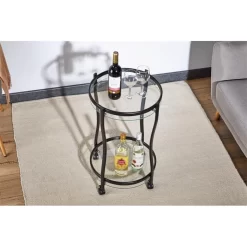 Servierwagen VEGA In Schwarz/Klarglas -Berühmt Möbel 13814 A2