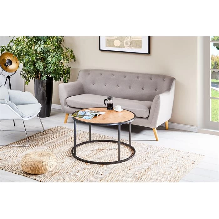 Couchtisch VASTO Rund In Schwarz Und Wildeiche 2 Couchtisch VASTO Rund In Schwarz Und Wildeiche – Bild 2