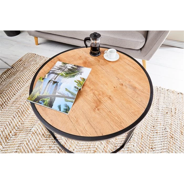 Couchtisch VASTO Rund In Schwarz Und Wildeiche 3 Couchtisch VASTO Rund In Schwarz Und Wildeiche – Bild 3