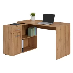 Eckschreibtisch ISOTTA Mit Regal In Wildeiche