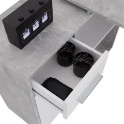 Eckschreibtisch ISOTTA Mit Regal In Betonoptik/weiß -Berühmt Möbel 14738 3 N