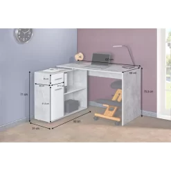 Eckschreibtisch ISOTTA Mit Regal In Betonoptik/weiß -Berühmt Möbel 14738 A10