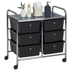 Rollcontainer GINA, 6 Schubladen Schwarz/chrom