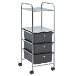 Rollcontainer GINA, 3 Schubladen & 2 Böden In Schwarz