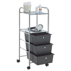 Rollcontainer GINA, 3 Schubladen & 2 Böden In Schwarz -Berühmt Möbel 16037 2