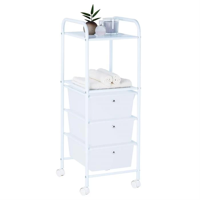 Rollcontainer GINA, 3 Schubladen Und 2 Böden In Weiß/transparent 1 Rollcontainer GINA, 3 Schubladen Und 2 Böden In Weiß/transparent