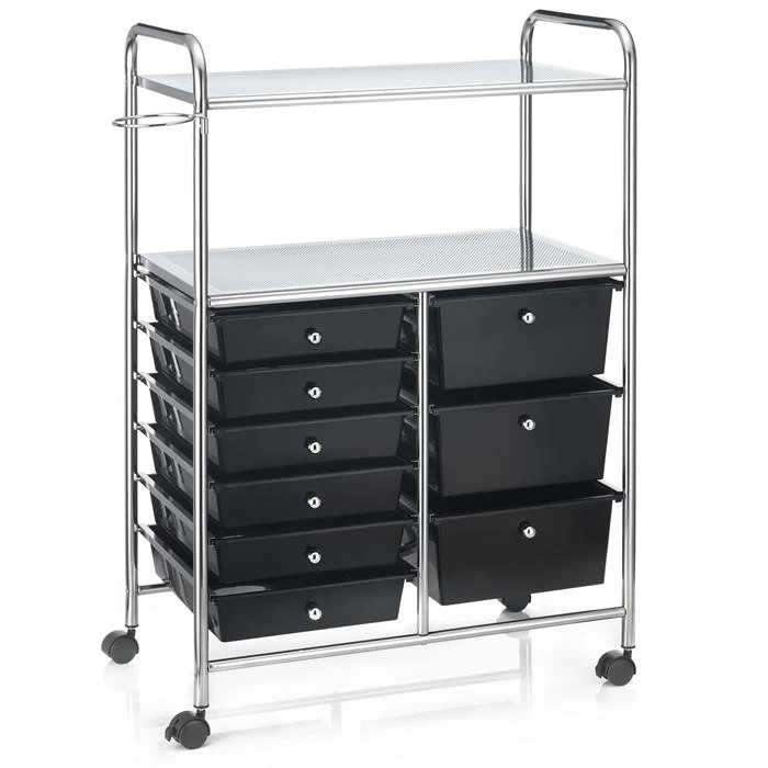 Badezimmerwagen MARITA Friseurwagen Mit 9 Schubladen, Schwarz 2 Badezimmerwagen MARITA Friseurwagen Mit 9 Schubladen, Schwarz – Bild 2