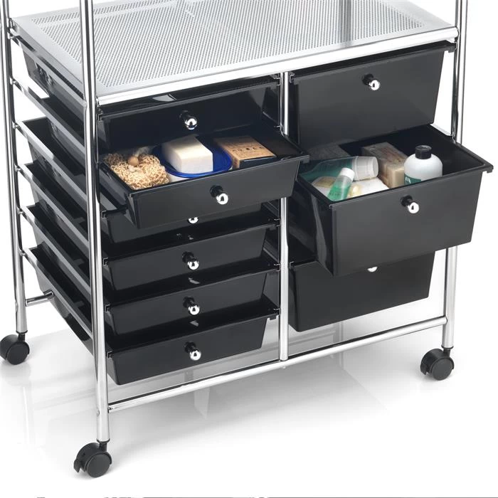 Badezimmerwagen MARITA Friseurwagen Mit 9 Schubladen, Schwarz 4 Badezimmerwagen MARITA Friseurwagen Mit 9 Schubladen, Schwarz – Bild 4