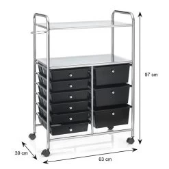 Badezimmerwagen MARITA Friseurwagen Mit 9 Schubladen, Schwarz 9 Badezimmerwagen MARITA Friseurwagen Mit 9 Schubladen, Schwarz -Berühmt Möbel 16041 4