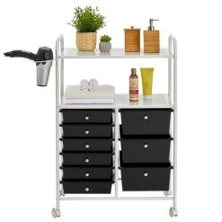 Badezimmerwagen MARITA Friseurwagen Mit 9 Schubladen, Weiß/schwarz -Berühmt Möbel 16045 3 N