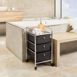 Rollcontainer GINA Mit 3 Schubladen Chrom/schwarz -Berühmt Möbel 16066 A0 1N