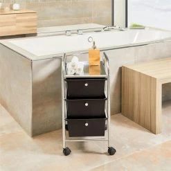 Rollcontainer GINA Mit 3 Schubladen Chrom/schwarz -Berühmt Möbel 16066 A0 2N