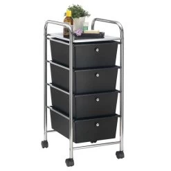 Rollcontainer GINA Mit 4 Schubladen In Chrom/schwarz