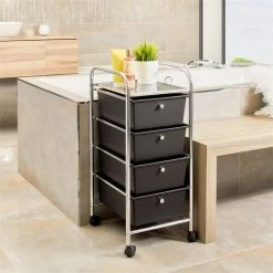 Rollcontainer GINA Mit 4 Schubladen In Chrom/schwarz -Berühmt Möbel 16067 A0 1N