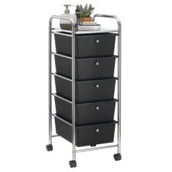 Rollcontainer GINA Mit 5 Schubladen In Chrom/schwarz