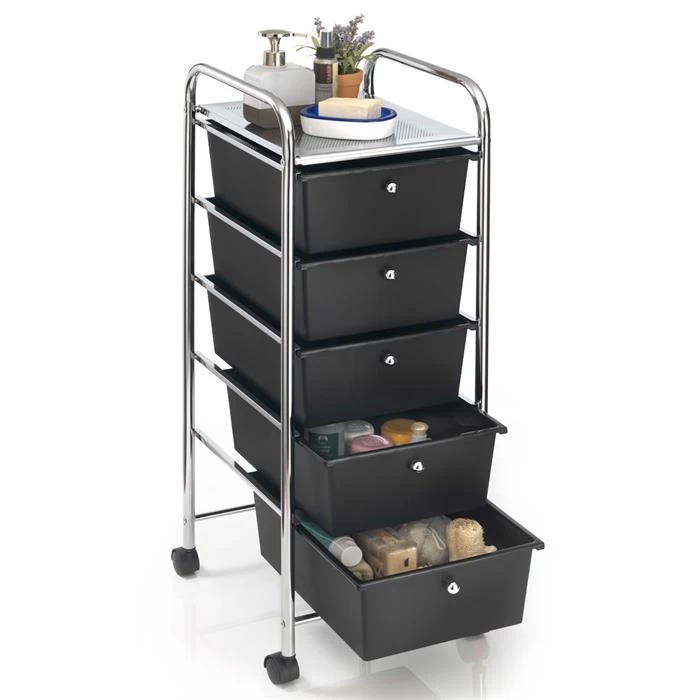 Rollcontainer GINA Mit 5 Schubladen In Chrom/schwarz 2 Rollcontainer GINA Mit 5 Schubladen In Chrom/schwarz – Bild 2