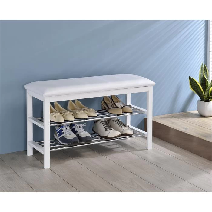 Sitzbank SANA Mit Schuhregal In Weiß 3 Sitzbank SANA Mit Schuhregal In Weiß – Bild 3
