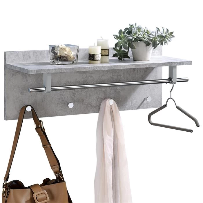 Wandgarderobe ULF In Betonoptik / Chrom 1 Wandgarderobe ULF In Betonoptik / Chrom