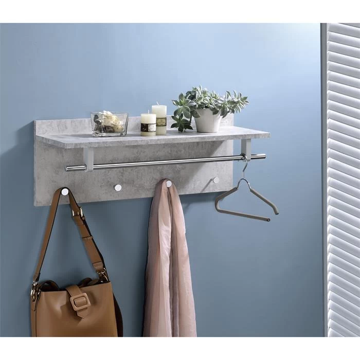 Wandgarderobe ULF In Betonoptik / Chrom 2 Wandgarderobe ULF In Betonoptik / Chrom – Bild 2