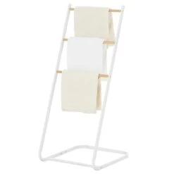 Handtuchhalter FLAVIA Mit 3 Stangen Aus Metall In Weiß/natur