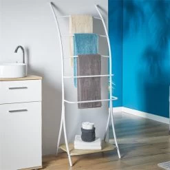 Handtuchhalter EDY Mit 5 Handtuchstangen Weiß/Sonoma Eiche -Berühmt Möbel 18370 A0 N1