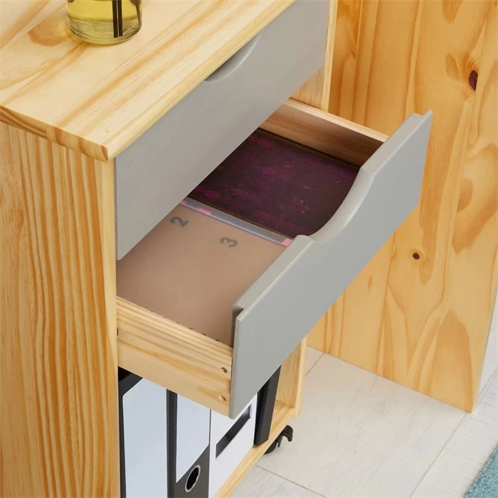 Rollcontainer KANO Mit 2 Schubladen Und 1 Ablagefach In Natur/grau 6 Rollcontainer KANO Mit 2 Schubladen Und 1 Ablagefach In Natur/grau – Bild 6