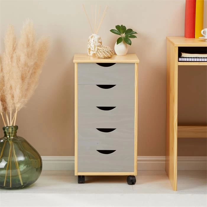 Rollcontainer LAGOS Mit 5 Schubladen In Natur/grau 2 Rollcontainer LAGOS Mit 5 Schubladen In Natur/grau – Bild 2