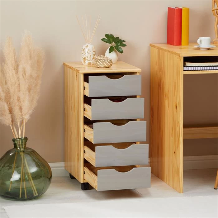 Rollcontainer LAGOS Mit 5 Schubladen In Natur/grau 3 Rollcontainer LAGOS Mit 5 Schubladen In Natur/grau – Bild 3