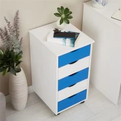 Rollcontainer LAGOS Mit 5 Schubladen In Weiß/blau -Berühmt Möbel 2117 AC3