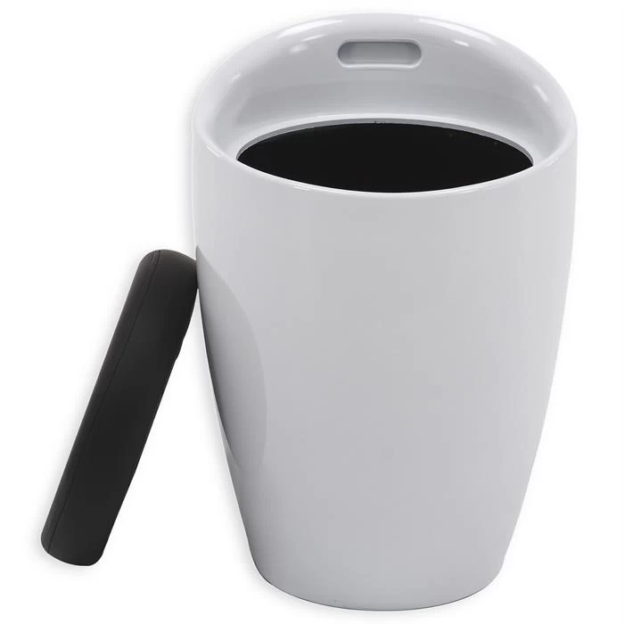 Badhocker DANIEL Mit Stauraum Weiß/schwarz 2 Badhocker DANIEL Mit Stauraum Weiß/schwarz – Bild 2