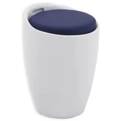 Badhocker DANIEL Mit Stauraum Weiß/blau