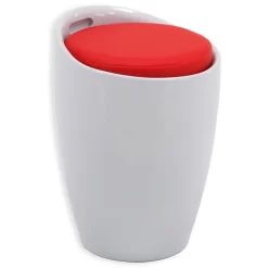 Badhocker DANIEL Mit Stauraum Weiß/rot