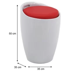 Badhocker DANIEL Mit Stauraum Weiß/rot -Berühmt Möbel 30214 2