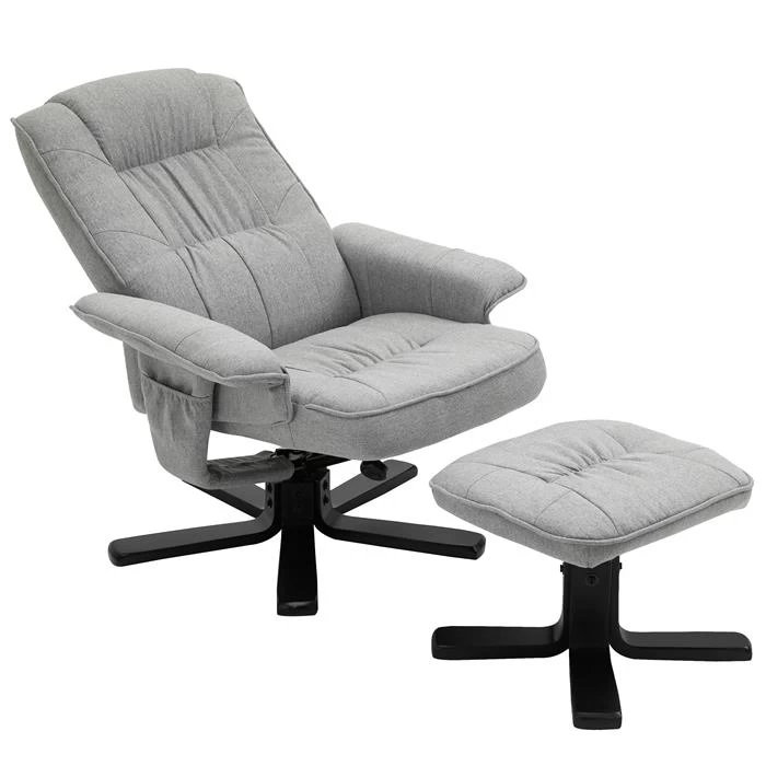 Relaxsessel CHARLY Mit Hocker Und Stoffbezug Grau/schwarz 4 Relaxsessel CHARLY Mit Hocker Und Stoffbezug Grau/schwarz – Bild 4