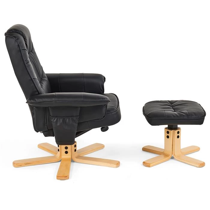 Relaxsessel CHARLY Mit Hocker Und Kunstleder In Schwarz 5 Relaxsessel CHARLY Mit Hocker Und Kunstleder In Schwarz – Bild 5