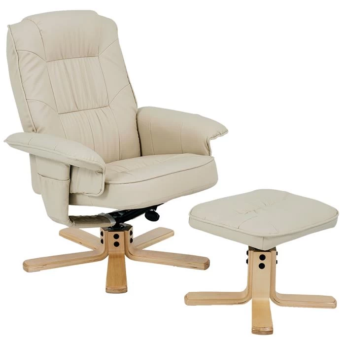 Relaxsessel CHARLY Mit Hocker Und Kunstleder In Beige 1 Relaxsessel CHARLY Mit Hocker Und Kunstleder In Beige