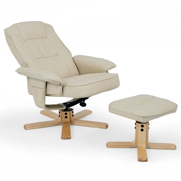 Relaxsessel CHARLY Mit Hocker Und Kunstleder In Beige 3 Relaxsessel CHARLY Mit Hocker Und Kunstleder In Beige – Bild 3