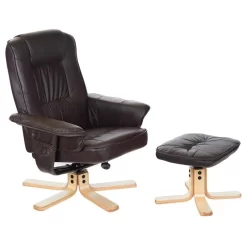 Relaxsessel CHARLY Mit Hocker Und Kunstleder In Braun