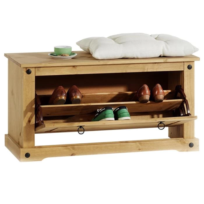 Schuhbank TEQUILA, Kiefer Massiv, Mexiko 2 Schuhbank TEQUILA, Kiefer Massiv, Mexiko – Bild 2