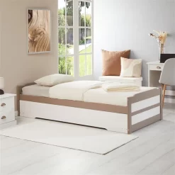 Ausziehbett LORENA 90x190 Cm, Kiefer In Taupe/weiß -Berühmt Möbel 5087 AC2