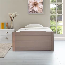 Ausziehbett LORENA 90x190 Cm, Kiefer Massiv In Taupe -Berühmt Möbel 5088 AC1