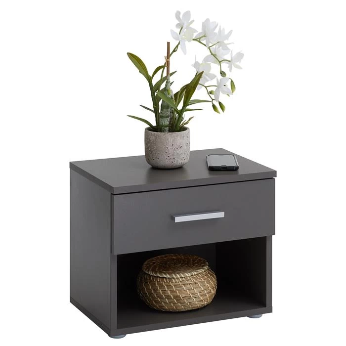 Nachttisch MARY In Anthrazit Mit 1 Schublade 1 Nachttisch MARY In Anthrazit Mit 1 Schublade